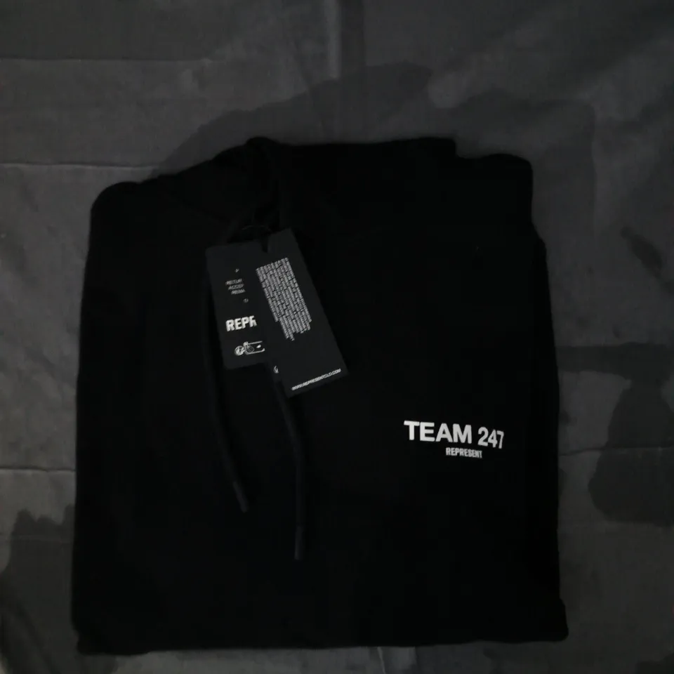 REPRESENT TEAM 247 OVERSIZED HOODIE IN BLACK SIZE LARGE