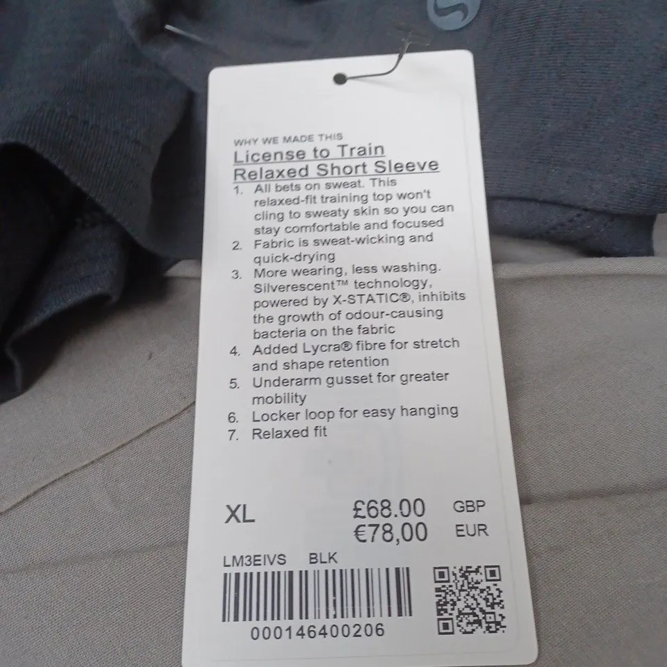 LULULEMON LICENSE TO TRAIN RELAXED SHORT SLEEVE T-SHIRT SIZE XL
