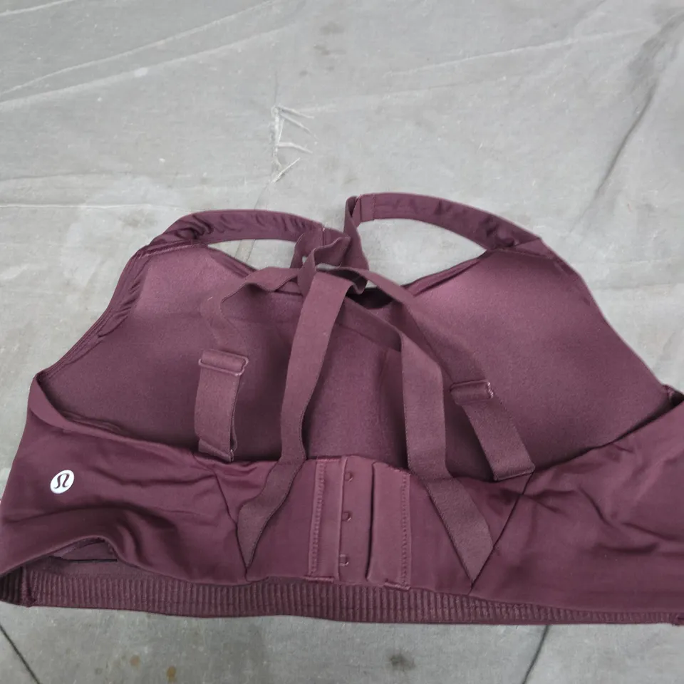 LULULEMON WOMEN'S BURGUNDY SPORTS BRA SIZE 38D