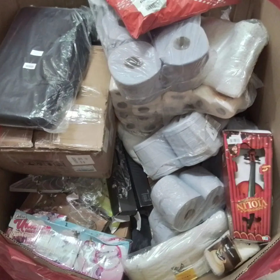 PALLET CONTAINING VARIOUS ASSORTED BOXED HOUSEHOLD ITEMS TO INCLUDE: TURNTABLE HI-FI SYSTEM,  TURNTABLE,  HEAVY DUTY BUCKETS, KIDS SCOOTER, BLUE ROLL AND LOTS MORE UNMARKED BOXED ITEMS 