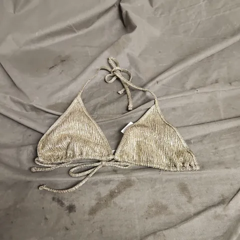 OUT FROM UNDER IBIZA TRIANGLE BIKINI TOP IN GOLD SIZE S