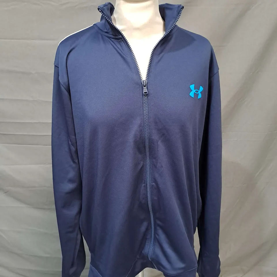 UNDER ARMOUR POLY TRACKTOP IN NAVY SIZE L