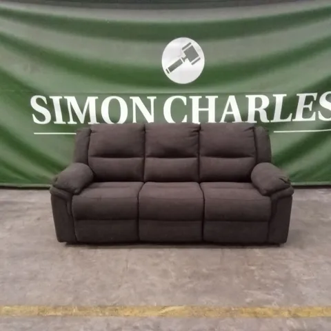 ALBION CHENILLE 3 SEATER HIGH BACK MANUAL RECLINER SOFA - CHARCOAL