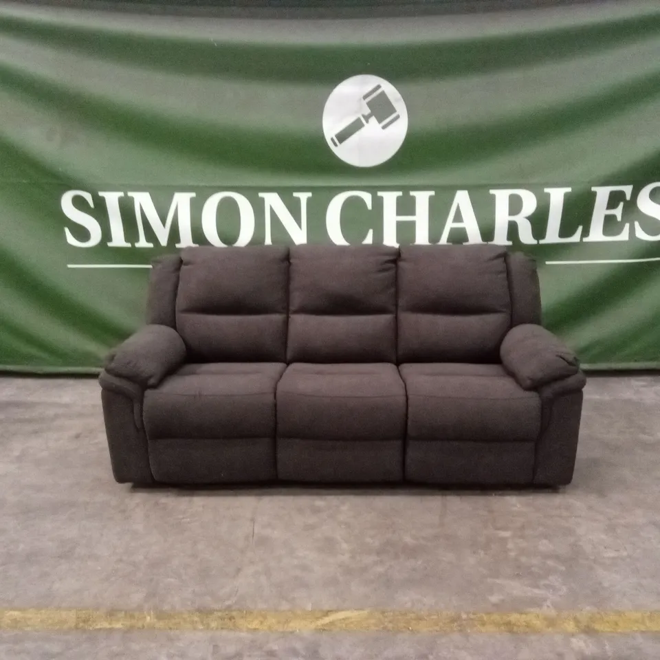 ALBION CHENILLE 3 SEATER HIGH BACK MANUAL RECLINER SOFA - CHARCOAL RRP £679