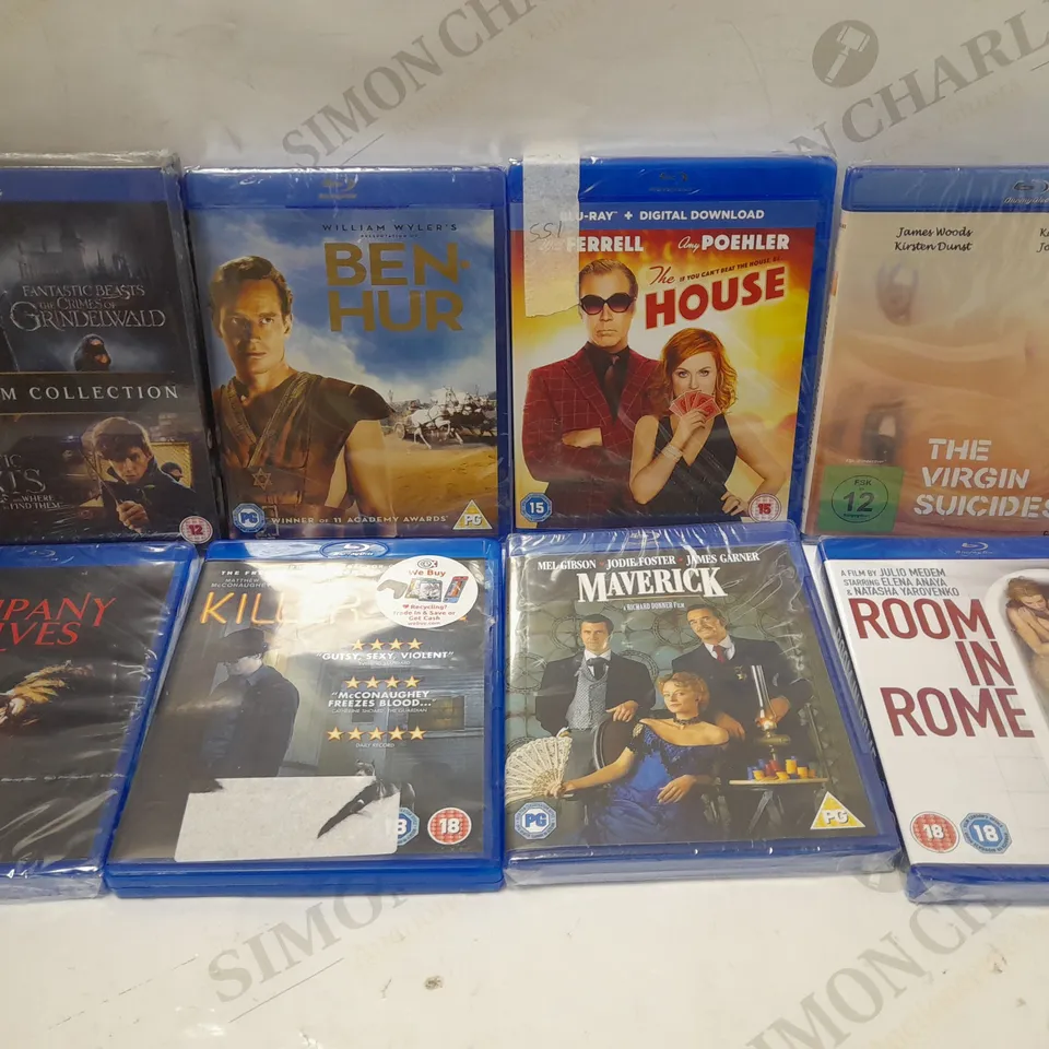 LOT OF APPROX 8 ASSORTED BLU-RAY DISC DVD'S TO INCLUDE THE VIRGIN SUICIDES, BEN-HUR, ROOM IN ROME, ETC 