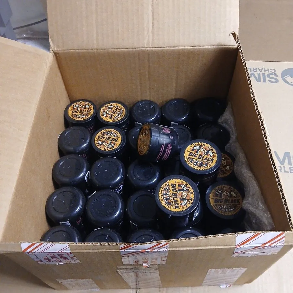 BOX OF APPROXIMATELY 50 X THE BIG BLACK COCK GREASE ULTRA HARD HAIR WAX 50G