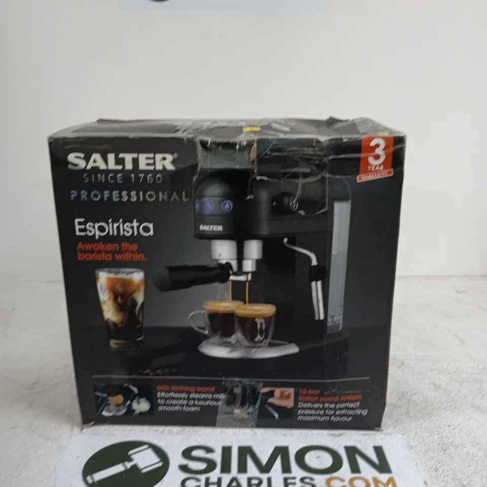 SALTER PROFESSIONAL ESPIRISTA ESPRESSO MACHINE – BOXED