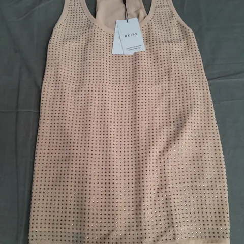 REISS BROOKLYN EMBELLISHED CAMI TOP IN NUDE - UK 6