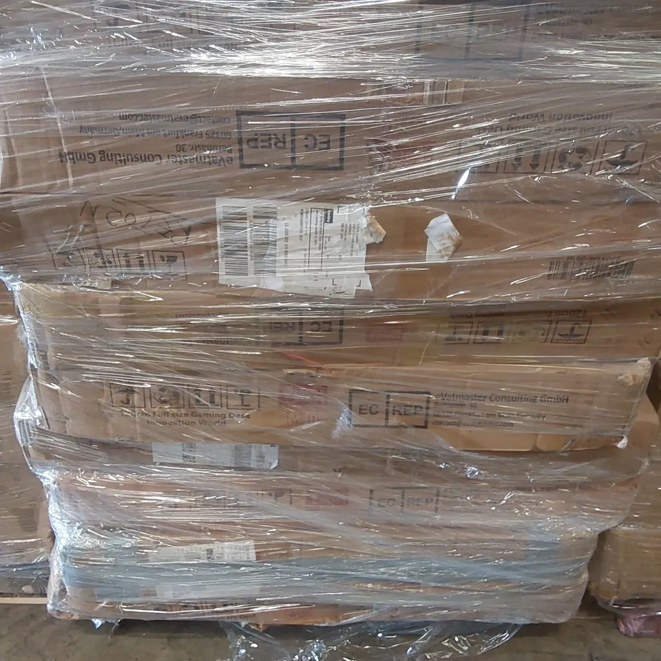 PALLET CONTAINING A LARGE QUANTITY OF GAMING DESKS ECT
