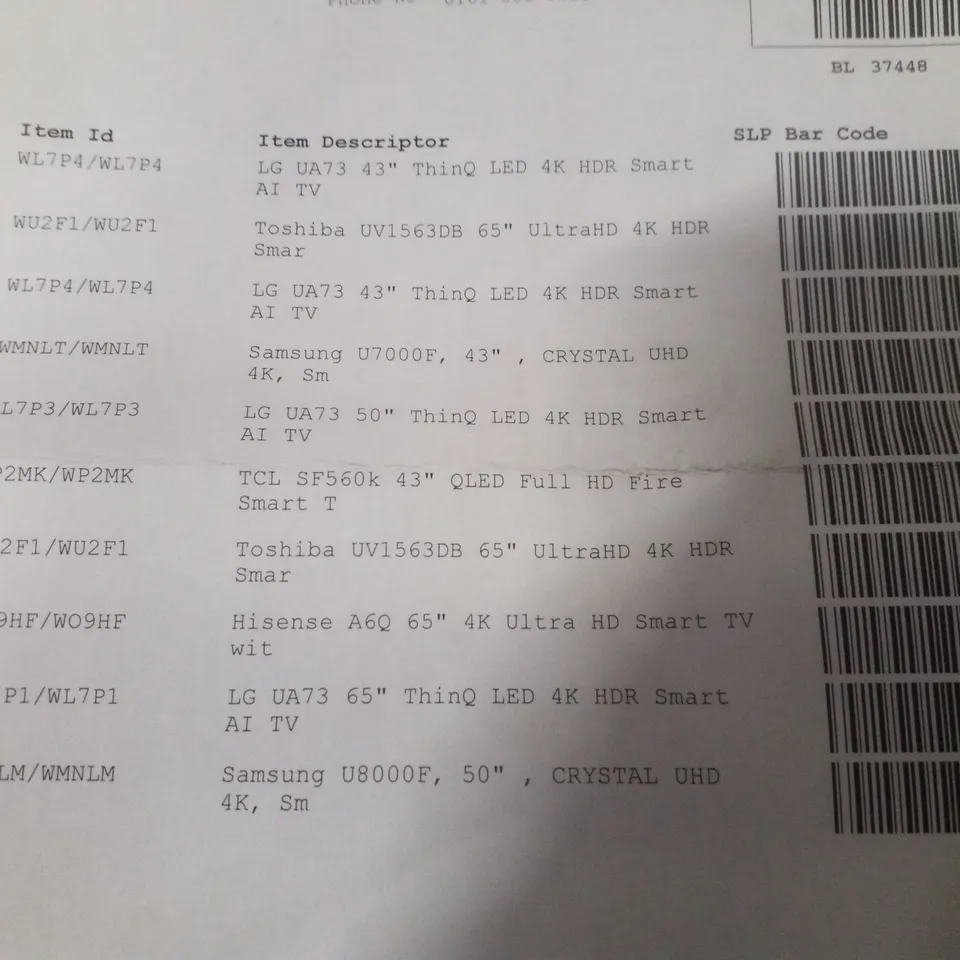PALLET CONTAINING 10 ASSORTED DAMAGED TVS
