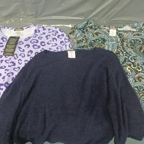 APPROXIMATELY 10 ASSORTED CLOTHING ITEMS TO INCLUDE PJ TOPS, SWEATERS, TOPS, ETC