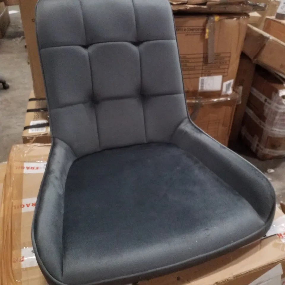 BOXED MCCASLIN SET OF TWO DARK GREY VELVET DINING CHAIRS