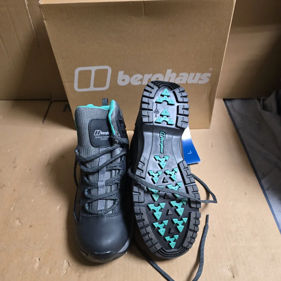 BERGHAUS HIKING BOOTS - DARK GREY WITH TEAL LINING - UK SIZE 5.5 