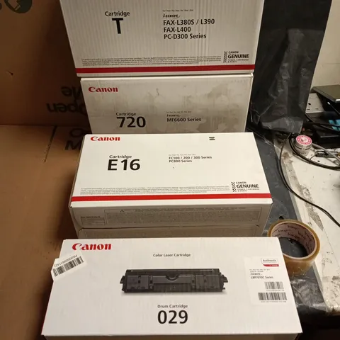 LARGE QUANTITY OF ASSORTED ITEMS TO INCLUDE CANON E16, T, 720 & 029 PRINTER CARTRIDGES - COLLECTION ONLY