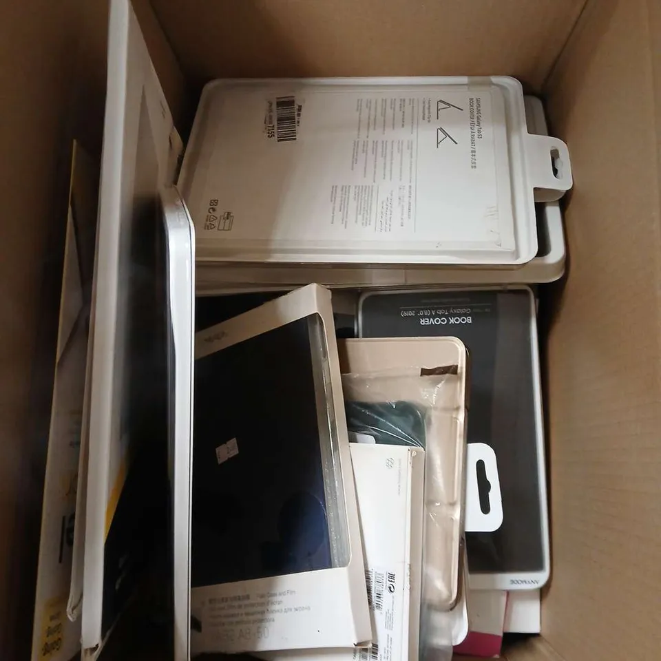 BOX OF APPROXIMATELY 10 ASSORTED TABLET CASES FOR VARIOUS MODELS INCLUDING - IPAD PRO - SAMSUNG GALAXY TAB A - IPAD 9.7" - ETC