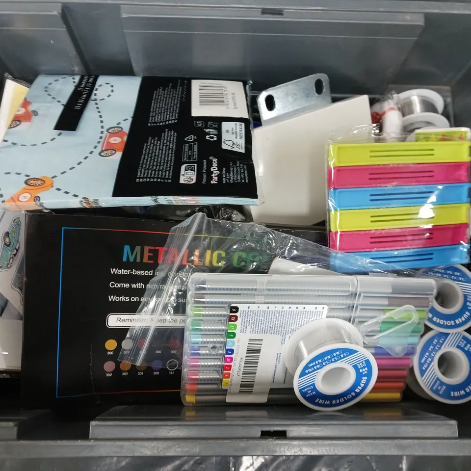 APROXIMATELY 12 ASSORTED HOUSEHOLD ITEMS TO INCLUDE CLEAR STICKER PAPER, TRIPLUS FINELINER, GOLFBALLS, ETC