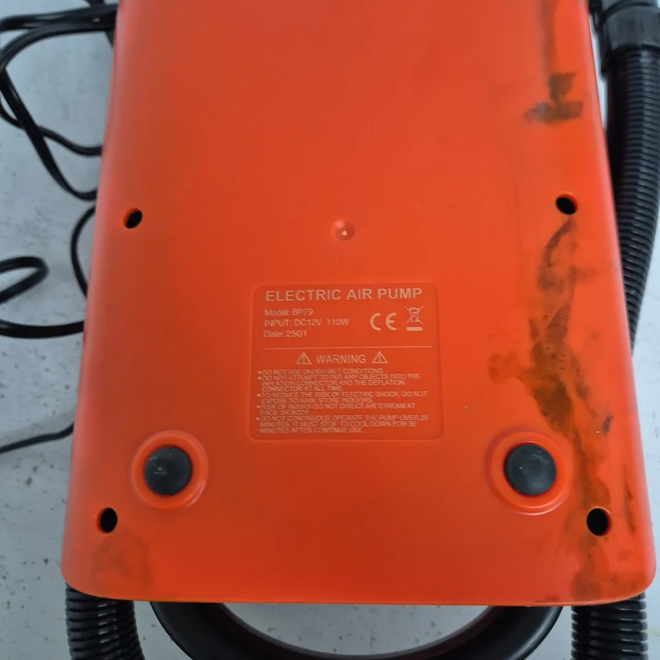 PORTABLE ELECTRIC AIR PUMP – 12V DC, ORANGE