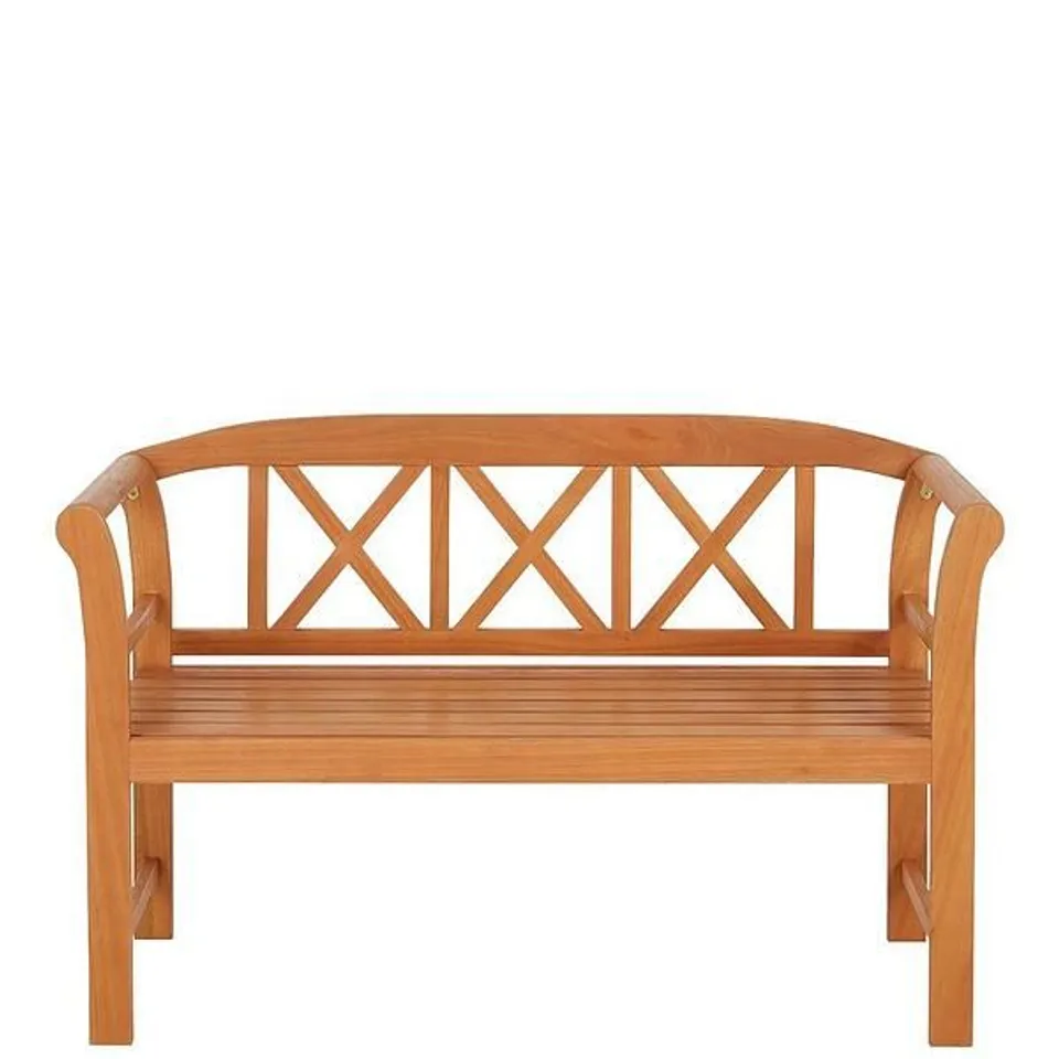 BOXED POSITANO 2 SEATER NATURAL WOOD BENCH (1 BOX) - COLLECTION ONLY