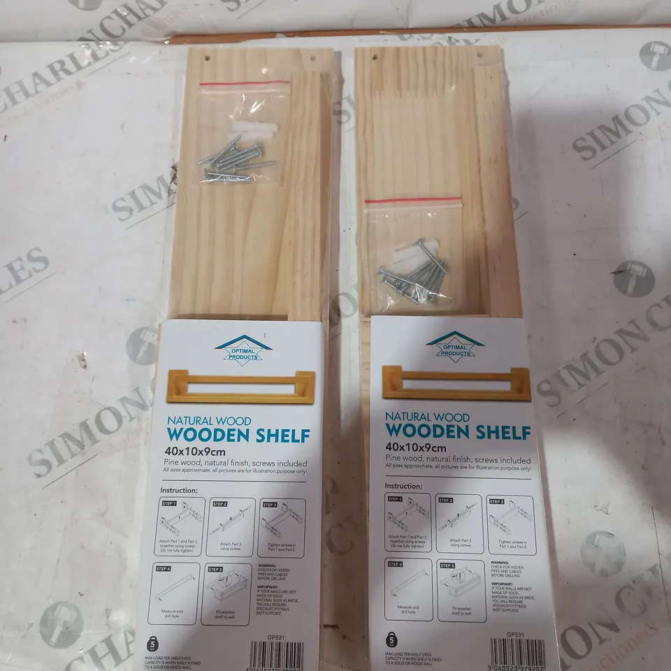 BOX OF 2 WOODEN SHELF SPICE RACKS 