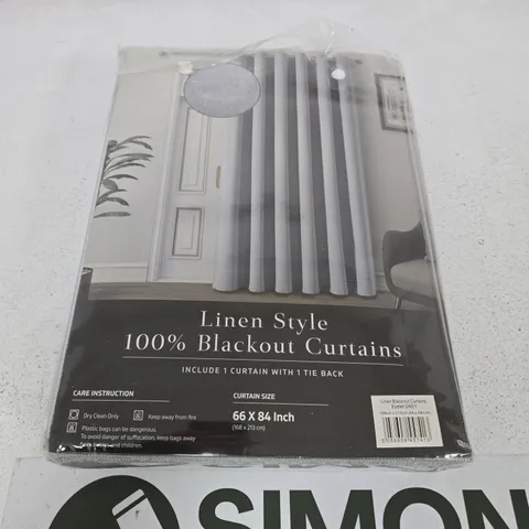 LINEN STYLE 100% BLACKOUT CURTAINS – EYELET GREY, 168 CM X 213 CM 