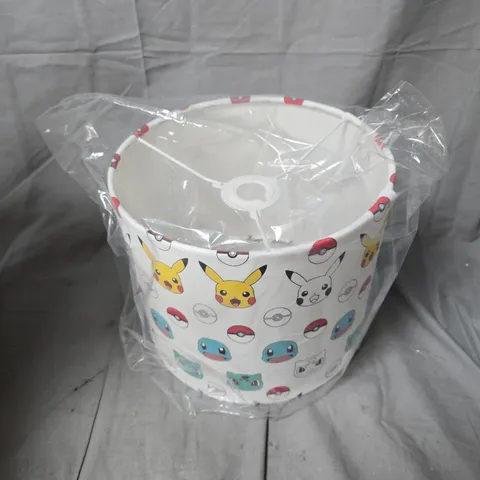 POKEMON-THEMED LAMPSHADE – WHITE CYLINDRICAL SHADE WITH PIKACHU, BULBASAUR & POKÉ BALLS