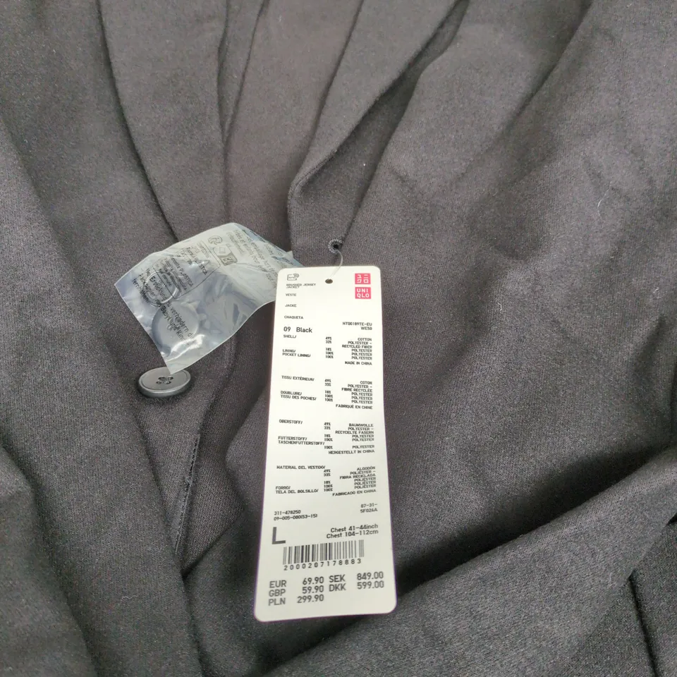 UNIQLO BRUSHED JERSEY JACKET BLACK LARGE WITH TAGS