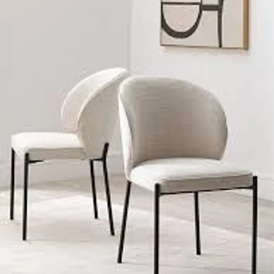 NORDIC PAIR OF 2 FABRIC CHAIRS - GREY/BLACK