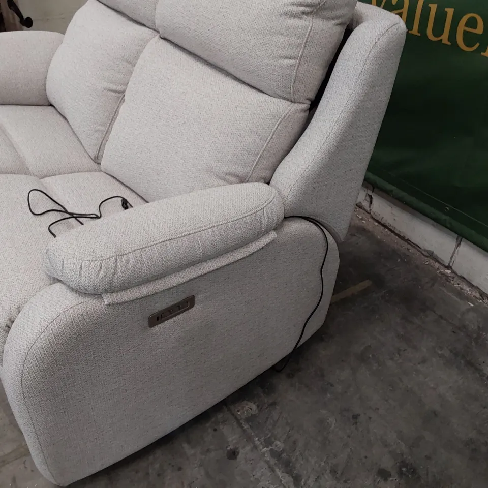 QUALITY BRITISH DESIGNER G PLAN KINGSBURY POWER RECLINING THREE SEATER SOFA SWIFT OATMEAL FABRIC 