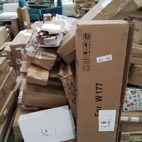 PALLET CONTAINING VARIOUS ASSORTED BOXED HOUSEHOLD CUSTOMER RETURNS TO INCLUDE: HANDHELD VACUUM CLEANER, BABY PLAY MAT, HEAT BRUSH, KITCHEN ORGANISER ETC.