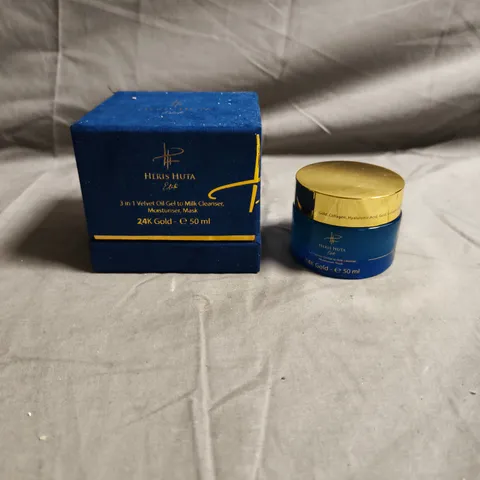 HERIS HUTA ELITE 3-IN-1 VELVET OIL GEL TO MILK CLEANSER, MOISTURISER & MASK, 50 ML, 24K GOLD - 50ML