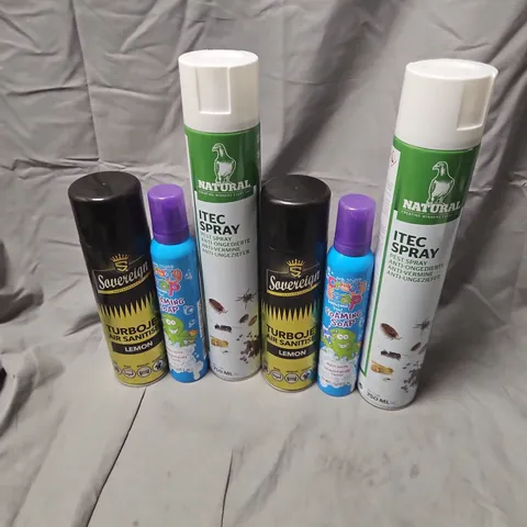 APPROXIMATELY 12 ASSORTED AEROSOLS TO INCLUDE NATURAL ITEC SPRAY, CRAZY FOAMING SOAP, SOVEREIGN TURBOJET AIR SANITISER - COLLECTION ONLY