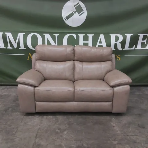 QUALITY DESIGNER ITALIAN MADE LEATHER PATRIZIO 2 SEATER SOFA IN LEATHER ROPE COLOUR