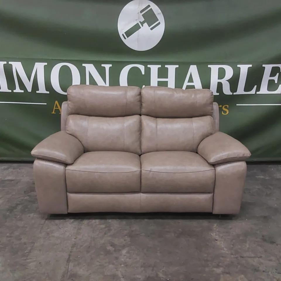 QUALITY DESIGNER ITALIAN MADE LEATHER PATRIZIO 2 SEATER SOFA IN LEATHER ROPE COLOUR