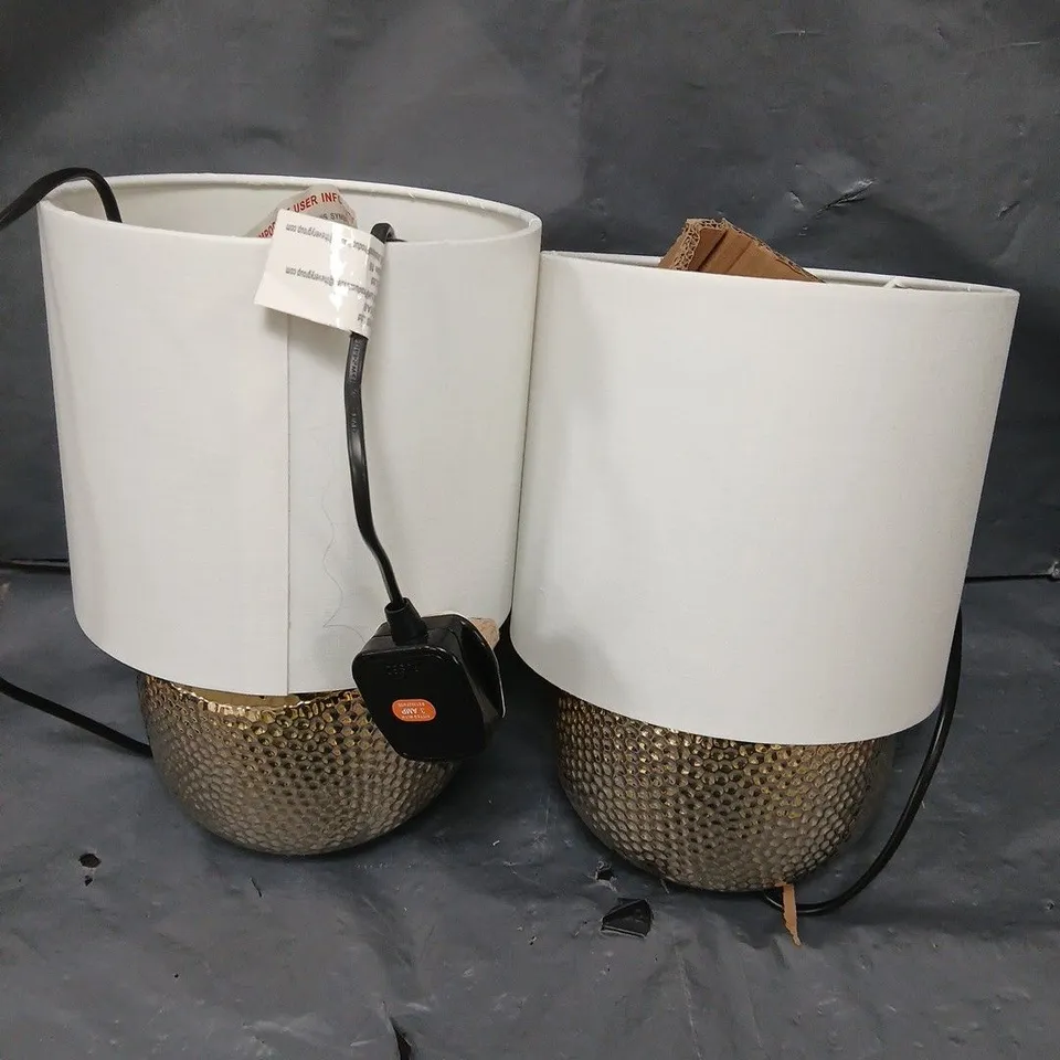 SET OF 2 DESIGNER HAMMER METAL TOUCH TABLE LAMP - COLLECTION ONLY RRP £55