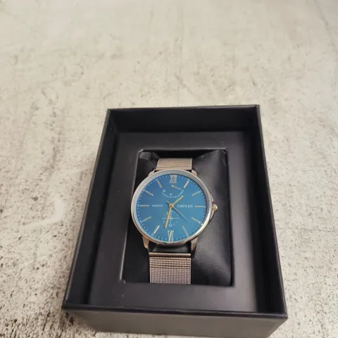 NY LONDON QUARTZ WATCH WITH BLUE DIAL & MESH STRAP – BOXED