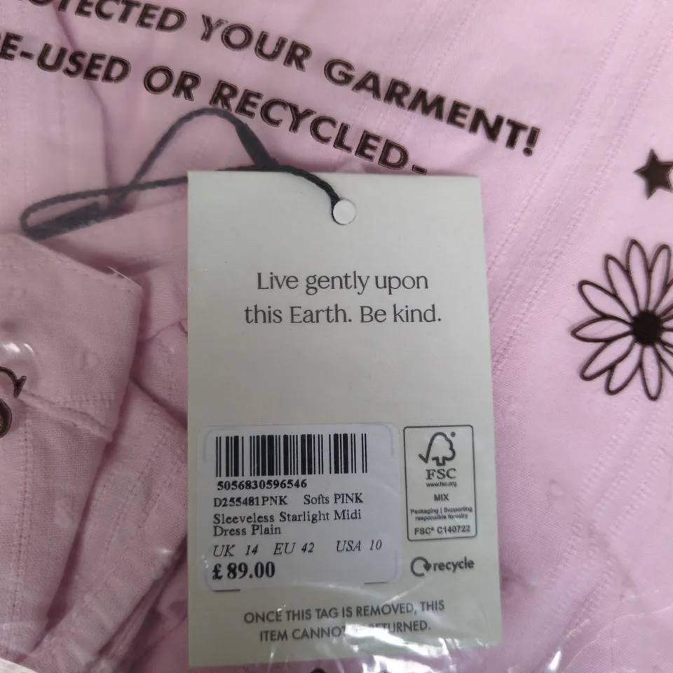 NOBODY'S CHILD SLEEVELESS STARLIGHT MIDI DRESS – PINK, UK 14 (EU 42)