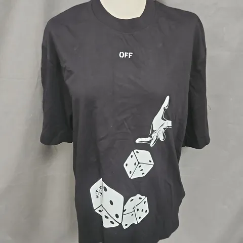 OFF-WHITE DICES SKATE TSHIRT IN BLACK/WHITE SIZE M