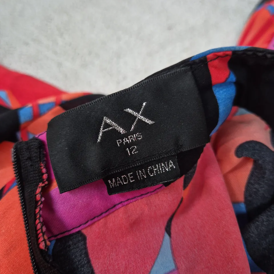 AX PARIS WOMEN'S DRESS – UK 12 – MULTICOLOUR ABSTRACT PRINT