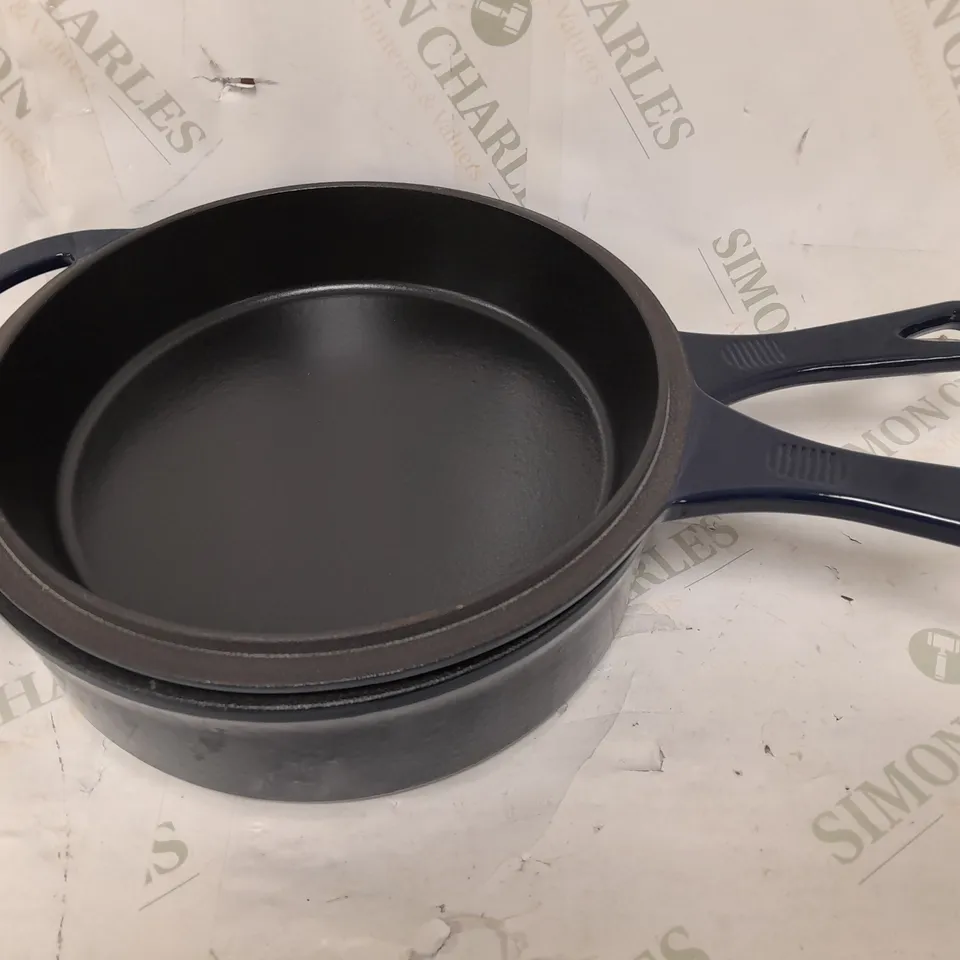 BOXED COOK'S ESSENTIALS 2 PIECE CAST IRON DOUBLE DUTY CASSEROLE WITH SKILLET LID