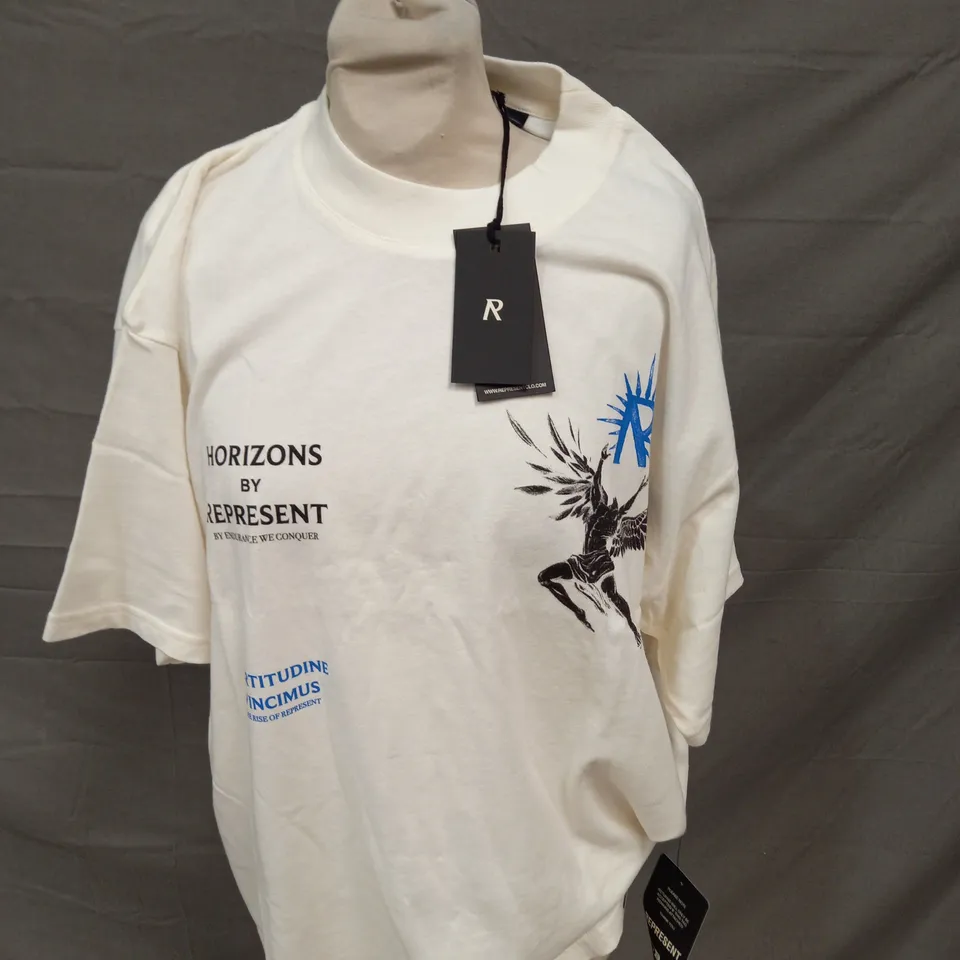 REPRESENT ICARUS T-SHIRT IN FLAT WHITE - LARGE