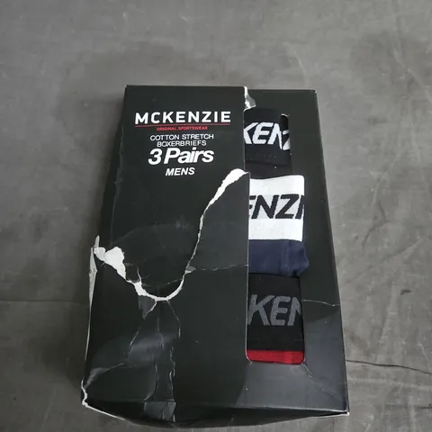 MCKENZIE MEN'S COTTON STRETCH BOXER BRIEFS – 3 PAIRS - LARGE