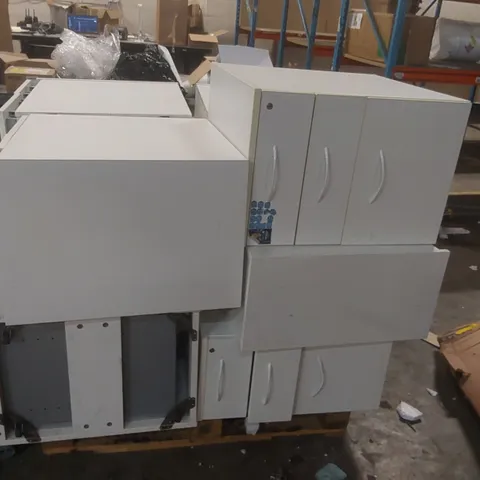 PALLET CONTAINING 9x ASSORTED WOODEN WHITE DRAWER CABINETS