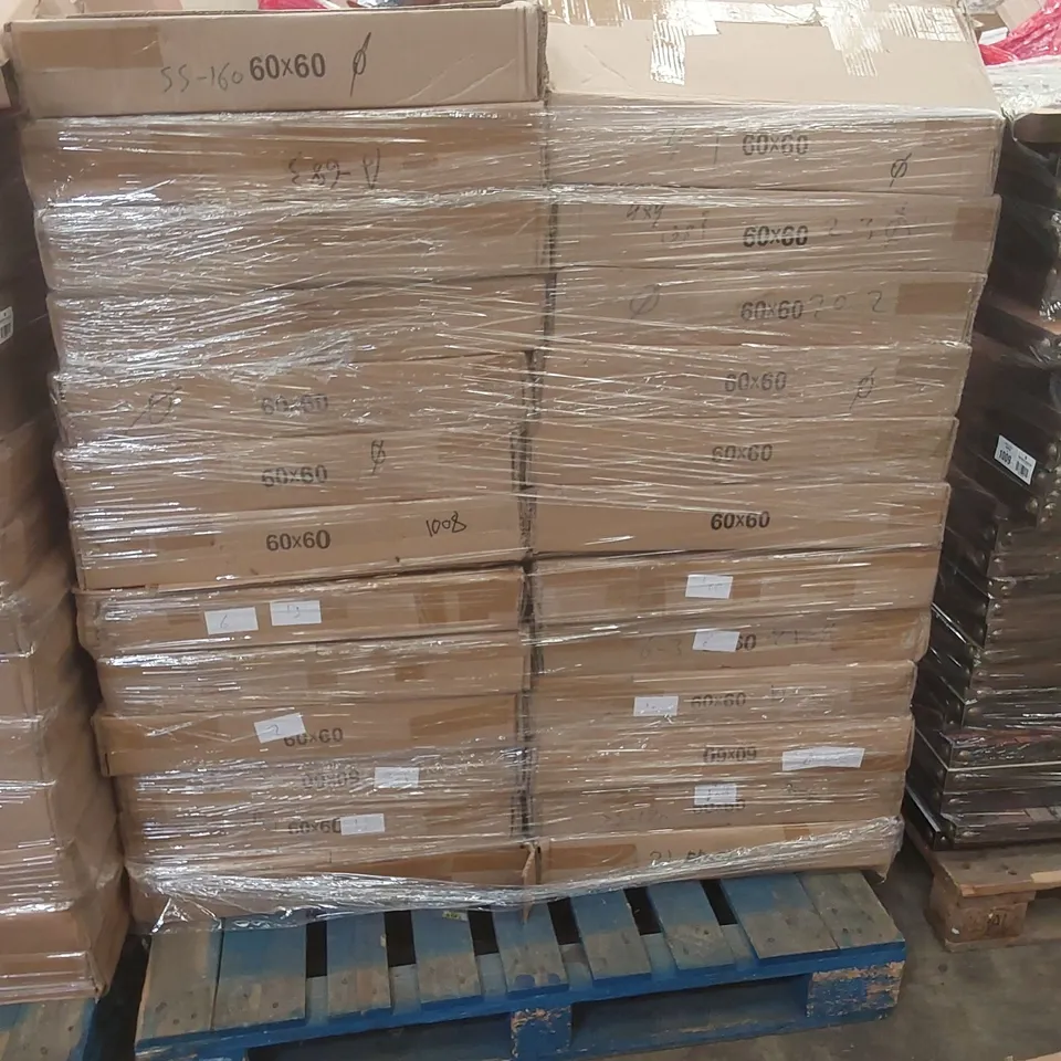 APPROX 51 X ASSORTED BRAND NEW BOXED DESIGNER TABLE TOPS - DESIGNS AND COLOURS MAY VARY // SIZES: 60 X 60cm // 26 BOXES - 2 TOPS PER BOX