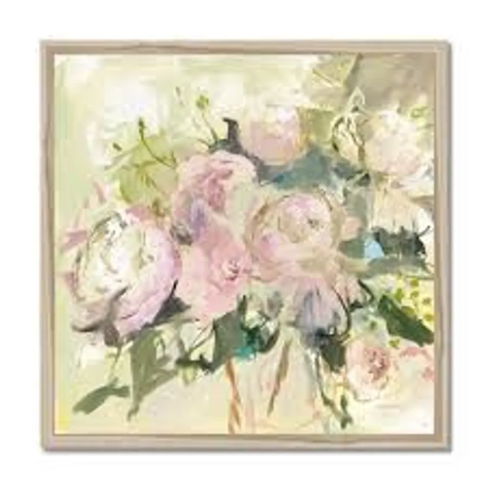 BOXED PEONIES WITH SAGE BY MARILYN HAGEMAN - PAINTING PRINT ON CANVAS