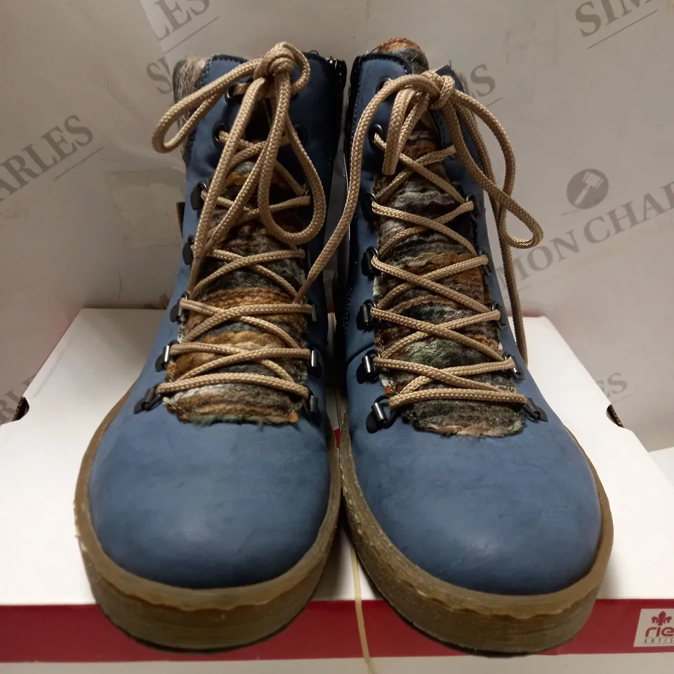 RIEKER LIGHT BLUE LACE UP ANKLE BOOTS - SIZE 7.5