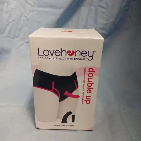 LOVEHONEY DOUBLE UP DUAL-PENETRATION STRAP-ON HARNESS – BOXED