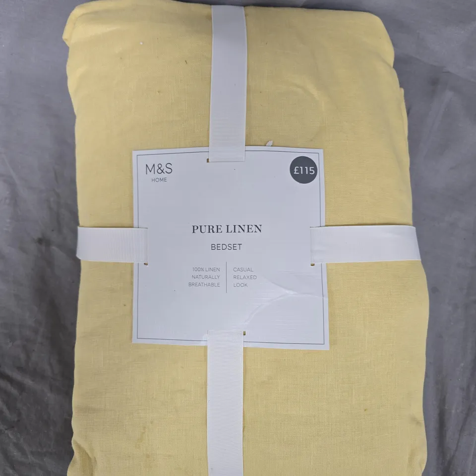 M&S HOME PURE LINEN BEDSET – YELLOW LINEN BEDDING