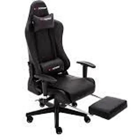 BOXED DESIGNER GT FORCE FORMULA PS LEATHER RACING SPORTS OFFICE CHAIR WITH FOOTSTOOL IN BLACK 