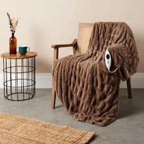 COZEE HOME LUXURY RUCHED FAUX FUR AND VELVET SOFT HEATED THROW