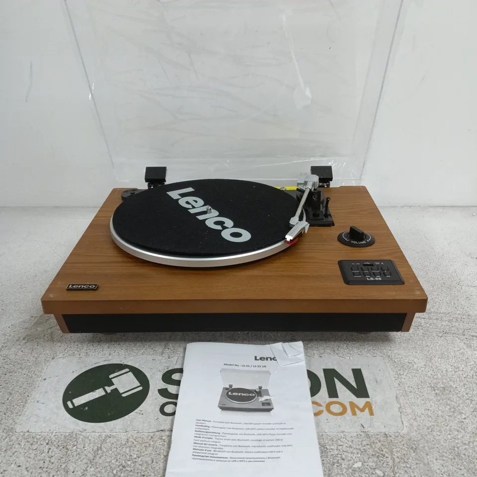 LENCO LS-55 TURNTABLE – WOODEN PLINTH WITH DUST COVER AND MANUAL